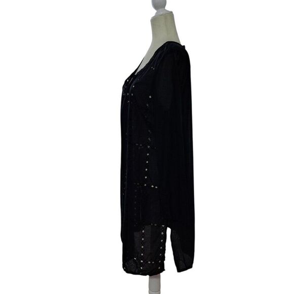 Old Navy Women's Black Eyelet Tunic Cover Top Travel Sz Large - Picture 7 of 8